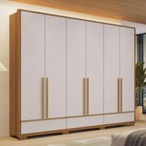 Guarda Roupa Casal 6 Portas 3 Gavetas NT6035 Freijó/Off White Notável Móveis