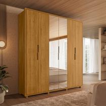 Guarda-Roupa Casal 6 Portas 4 Gaveta 100% MDF 2 Portas com Espelho e Pés Matisse