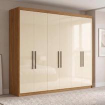 Guarda Roupa Casal 6 Portas 4 Gavetas 100% MDF London Amêndola/Off White