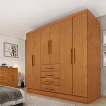 Guarda Roupa Casal 6 Portas 4 Gavetas 180cm Arizona Bege/Cinamomo