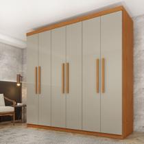 Guarda Roupa Casal 6 Portas 4 Gavetas 219cm Lima Yescasa Bege/Cinamomo/Off White