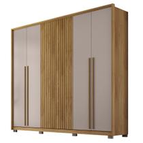 Guarda Roupa Casal 6 Portas 4 Gavetas 268cm Meyer Buriti/Fendi - Caemmun