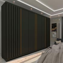 Guarda Roupa Casal 6 Portas 4 Gavetas Absolut New 100% MDF Cinza/Grafite