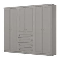 Guarda Roupa Casal 6 Portas 4 Gavetas Amy Casa 812 Cinza