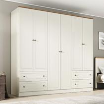 Guarda-Roupa Casal 6 Portas 4 Gavetas Ananda CabeCasa MadeiraOriginals Bege/Offwhite
