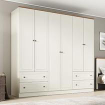 Guarda-Roupa Casal 6 Portas 4 Gavetas Ananda CabeCasa MadeiraOriginals OFFWHITE