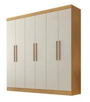 Guarda Roupa Casal 6 Portas 4 Gavetas Belém - Móveis Valverde - Cinamomo/Off White Guarda Roupa Casal 6 Portas 4 Gavetas Belém - Móveis Valverde - Cinamomo/Off White