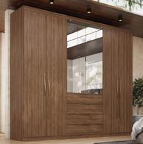 Guarda Roupa Casal 6 portas 4 Gavetas Casal Giardino Nogueira Touch