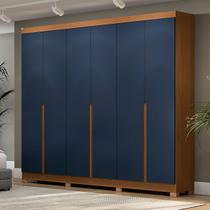 Guarda-Roupa Casal 6 Portas 4 Gavetas Cb02r582 Canela/Azul Profundo - Kappesberg