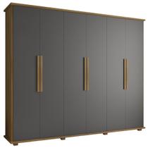 Guarda-Roupa Casal 6 Portas 4 Gavetas Cinamomo com Grafite Canadá - RV Móveis