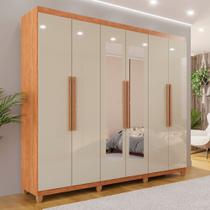 Guarda-roupa Casal 6 Portas 4 Gavetas com Espelho com Pés Atlanta 100% MDF