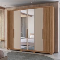 Guarda Roupa Casal 6 Portas 4 Gavetas com Espelho e Pés Araguaia Marrom/Carvalho/Fendi Guarda Roupa Casal 6 Portas 4 Gavetas com Espelho e Pés Araguaia Marrom/Carvalho/Fendi