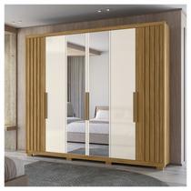 Guarda Roupa Casal 6 Portas 4 Gavetas com Espelho e Pés Araguaia Guarda Roupa Casal 6 Portas 4 Gavetas com Espelho e Pés Araguaia