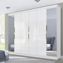 Guarda-Roupa Casal 6 Portas 4 Gavetas com Espelho Premium Yescasa Branco