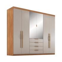 Guarda Roupa Casal 6 Portas 4 Gavetas com Espelho Vicenza