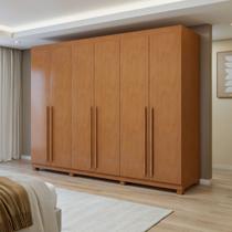 Guarda-Roupa Casal 6 Portas 4 Gavetas com Pés 270cm Bertha Amêndoa Clean Guarda-Roupa Casal 6 Portas 4 Gavetas com Pés 270cm Bertha Amêndoa Clean