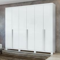 Guarda-Roupa Casal 6 Portas 4 Gavetas com Pés MDF 230cm Alonzo Branco