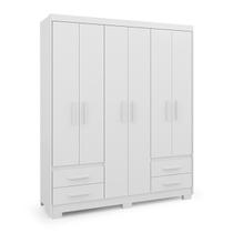 Guarda Roupa Casal 6 Portas 4 Gavetas Com Pes Primacy Branco
