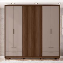 Guarda Roupa Casal 6 Portas 4 Gavetas Externas com Pés Suburban Espresso Móveis Marrom/Havana/Fendi