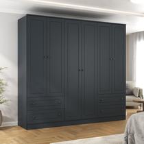 Guarda-Roupa Casal 6 Portas 4 Gavetas Fort Cinza/Grafitto Guarda-Roupa Casal 6 Portas 4 Gavetas Fort Cinza/Grafitto