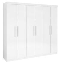 Guarda Roupa Casal 6 Portas 4 Gavetas - Leblon-Branco - Móveis D'Doro