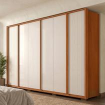 Guarda-Roupa Casal 6 Portas 4 Gavetas Microripado MDF Cleo Freijo Off White Guarda-Roupa Casal 6 Portas 4 Gavetas Microripado MDF Cleo Freijo Off White