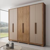 Guarda Roupa Casal 6 Portas 4 Gavetas Mônaco Carraro Freijó Com Avelã