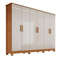 Guarda-Roupa Casal 6 Portas 4 Gavetas Nina em MDF com Pés 200cm Naturalle/Off White - Bianchi Móveis Guarda-Roupa Casal 6 Portas 4 Gavetas Nina em MDF com Pés 200cm Naturalle/Off White - Bianchi Móveis
