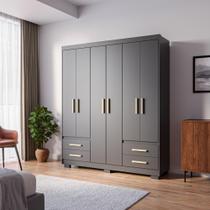 Guarda Roupa Casal 6 Portas 4 Gavetas Primacy