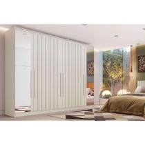 Guarda Roupa Casal 6 Portas (4 Ripadas e 2 c/ Espelho) e 4 Gavetas Oxford Off White - Europa