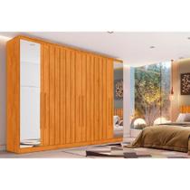 Guarda Roupa Casal 6 Portas (4 Ripadas e 2 c/ Espelho) e 4 Gavetas Oxford Peroba - Europa