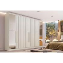 Guarda Roupa Casal 6 Portas (4 Ripadas e 2 c/ Espelho) e 6 Gavetas Oxford Off White - Europa