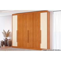 Guarda Roupa Casal 6 Portas 4 Ripadas e 8 Gavetas Grécia Cinamomo/Off White - Conquista