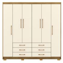 Guarda-Roupa Casal 6 Portas 6 Gavetas 100% MDF Cadence Nature/Champagne