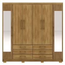 Guarda-roupa Casal 6 Portas 6 Gavetas 100% Mdf Espelho Cadence Nature-brisa