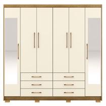 Guarda-roupa Casal 6 Portas 6 Gavetas 100% Mdf Espelho Cadence Nature-champagne Guarda-roupa Casal 6 Portas 6 Gavetas 100% Mdf Espelho Cadence Nature-champagne