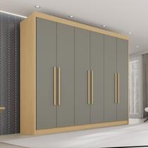 Guarda Roupa Casal 6 Portas 6 Gavetas 100% MDF Itália Plus Cinza/Jequitibá/Granizo Guarda Roupa Casal 6 Portas 6 Gavetas 100% MDF Itália Plus Cinza/Jequitibá/Granizo