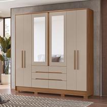 Guarda Roupa Casal 6 Portas 6 Gavetas 2 Espelhos e Pés San Francisco Marrom/Carvalho/Fendi Guarda Roupa Casal 6 Portas 6 Gavetas 2 Espelhos e Pés San Francisco Marrom/Carvalho/Fendi