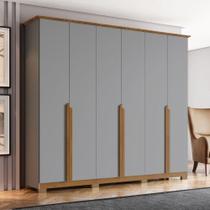 Guarda Roupa Casal 6 Portas 6 Gavetas Andréas Henn Cinza Com Nature