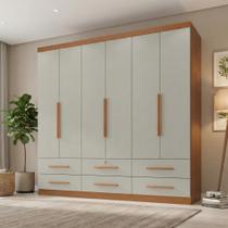 Guarda Roupa Casal 6 Portas 6 Gavetas Cinamomo/Areia Maximus Plus