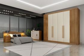 Guarda Roupa Casal 6 Portas 6 Gavetas - Coimbra Ripado-Cumaru/Fendi - Móveis Novo Horizonte Guarda Roupa Casal 6 Portas 6 Gavetas - Coimbra Ripado-Cumaru/Fendi - Móveis Novo Horizonte