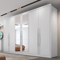 Guarda-Roupa Casal 6 Portas 6 Gavetas com Espelho 100% MDF Reno Branco Guarda-Roupa Casal 6 Portas 6 Gavetas com Espelho 100% MDF Reno Branco