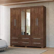 Guarda-Roupa Casal 6 Portas 6 Gavetas com Espelho 100% MDP Grande Organizador para Quarto