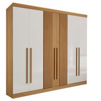 Guarda Roupa Casal 6 Portas 6 Gavetas - Da Vinci Plus Ripado-Cinamomo/Off White - Móveis D'Doro
