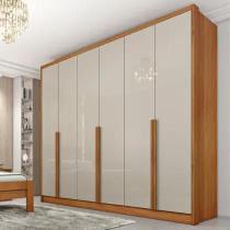 Guarda Roupa Casal 6 Portas 6 Gavetas Fortuna Tcil Cor Cinamomo Off White