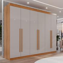 Guarda Roupa Casal 6 Portas 6 Gavetas Gramado 100% MDF Marrom/Cinamomo/Off White Guarda Roupa Casal 6 Portas 6 Gavetas Gramado 100% MDF Marrom/Cinamomo/Off White