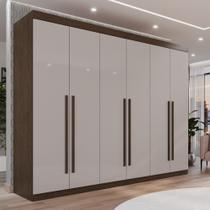 Guarda Roupa Casal 6 Portas 6 Gavetas Gramado 100% MDF Marrom/New Canion/Off White Guarda Roupa Casal 6 Portas 6 Gavetas Gramado 100% MDF Marrom/New Canion/Off White
