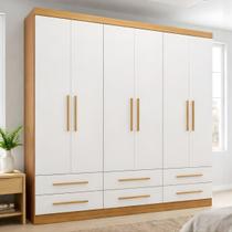 Guarda-Roupa Casal 6 Portas 6 Gavetas Majestic Marrom/Freijó/Off-White