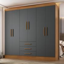 Guarda Roupa Casal 6 Portas 6 Gavetas MDF Berlin Cinamomo Chumbo Espresso Móveis Guarda Roupa Casal 6 Portas 6 Gavetas MDF Berlin Cinamomo Chumbo Espresso Móveis