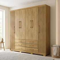 Guarda-Roupa Casal 6 Portas 6 Gavetas Ripado 100% MDF Real Guarda-Roupa Casal 6 Portas 6 Gavetas Ripado 100% MDF Real